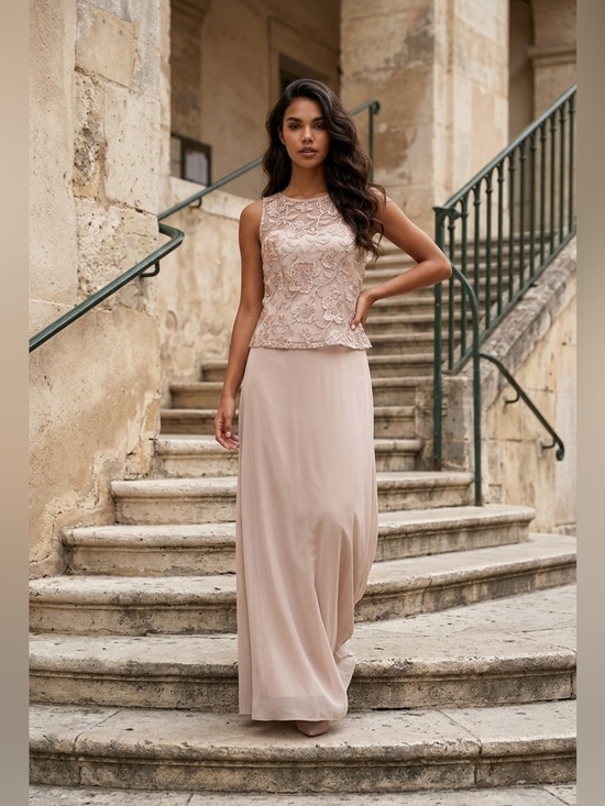 Alex Evenings Dresses & Skirts - Alex Evenings Rose Gold Embroidered Evening Dress